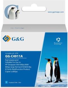 Картридж струйный G&amp;G GG-C4911A голубой (72мл) для HP DJ 500/800C