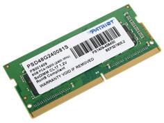 Оперативная память для ноутбука 8Gb (1x8Gb) PC4-19200 2400MHz DDR4 SO-DIMM CL17 Patriot Signature PSD48G240081S Патриот