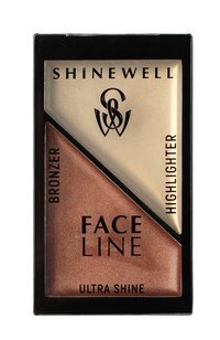 Моделирующий набор для макияжа лица Shinewell Face Line Ultra Shine Bronzer Highlighter