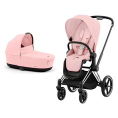 Детская коляска 2 в 1 Priam IV Peach Pink, люлька Peach Pink и шасси Chrome Black Cybex