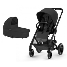 Детская Коляска 2 в 1 Balios S Lux BLK Moon Black и Спальный блок Balios S Moon Black Cybex