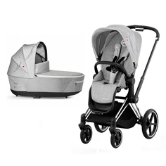 Детская коляска 2 в 1 Cybex PRIAM IV Люлька, ткань прогулочного блока FE KOI и шасси Chrome Black