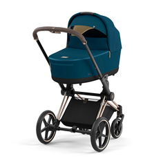 Коляска для новорожденных Cybex Priam IV люлька Mountain Blue и шасси Rosegold