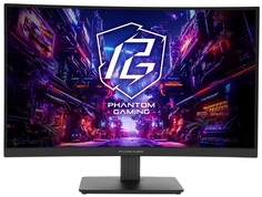 Монитор 27" ASRock Phantom Gaming PG27QRT1B 2560x1440 LED, 16:9, VA, 300cd, 5000:1, 1ms, 178/178, DP, 2*HDMI, 180Hz, Speakers, curved R1500, tilt, VE