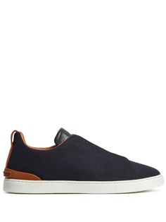 Zegna Triple Stitch slip-on sneakers, синий